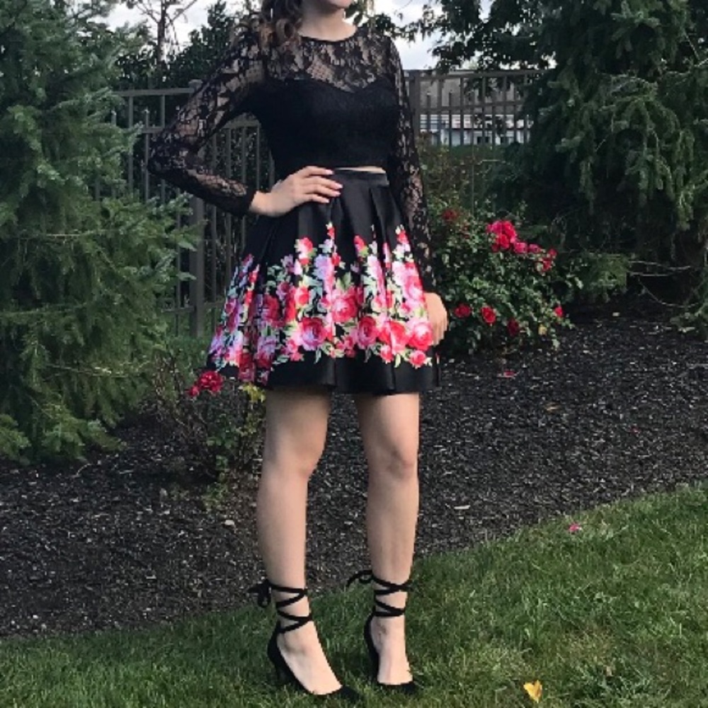 Two-piece floral homecoming dress